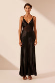 Shona Joy Moraya Plunged Godet Maxi - Black