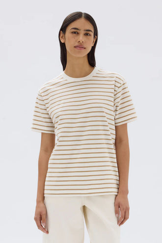 Assembly Port Stripe SS Tee - White/Tan