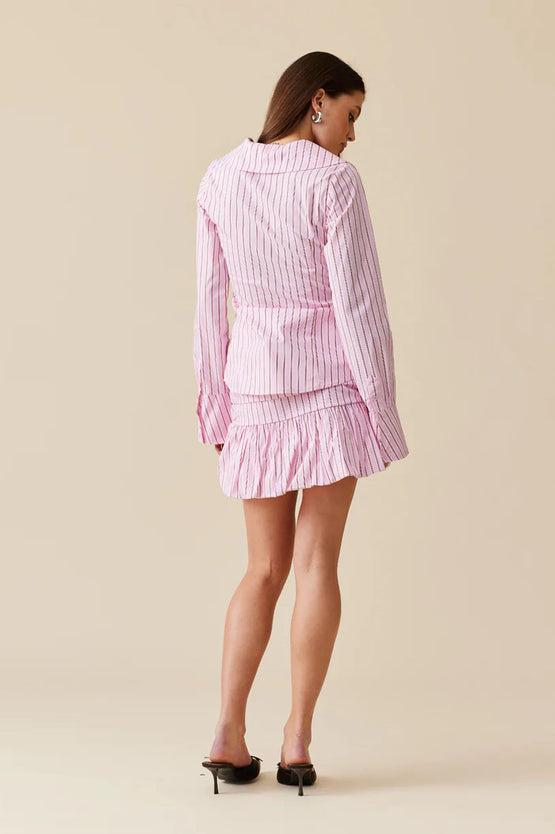 Ruby Eddie Puff Skirt - Pink Red Stripe