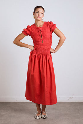 Damson Madder Saffy Midi Dress - Red Alert