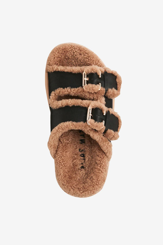 Alias Mae Saint Sandal - Black Shearling