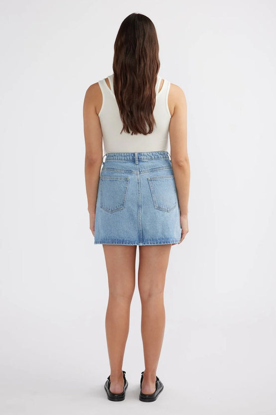 Ena Pelly Reese Denim Mini Skirt - Mid Blue