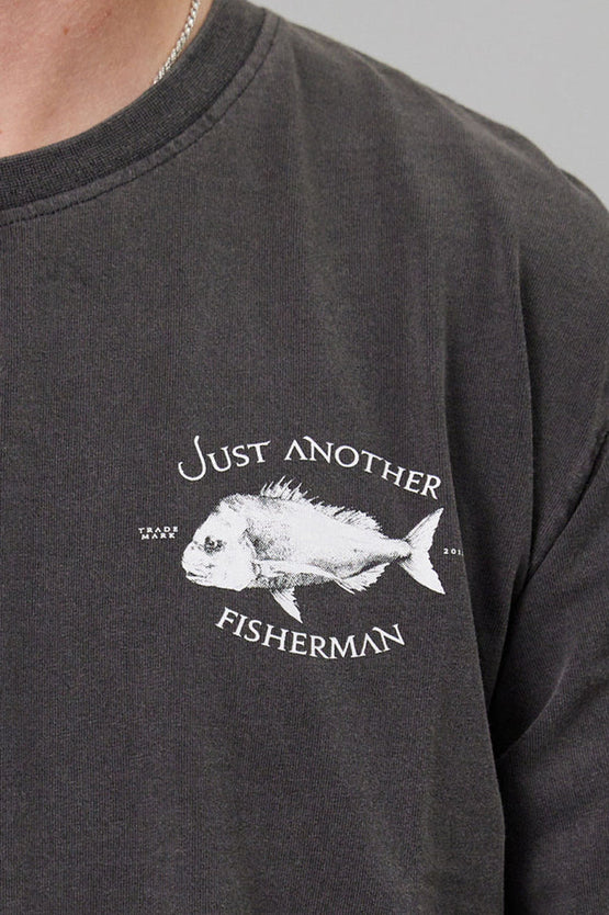 Just Another Fisherman Snapper Logo Tee - Aged Black / White