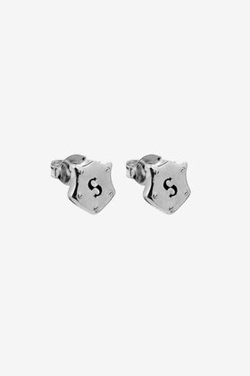 Stolen Girlfriends Club Shield Stud Earrings - Silver