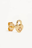 By Charlotte Crystal Lotus Heart Padlock Stud Earrings - Gold