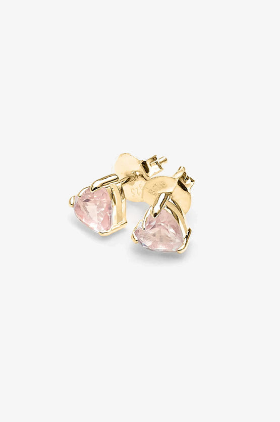 Stolen Girlfriends Club Talon Studs - Rose Quartz Gold