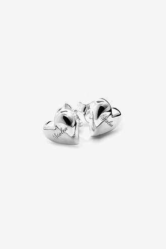 Stolen Girlfriends Club Full Heart Stud Earrings - Silver