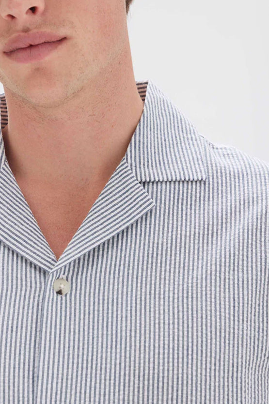 Assembly Seersucker SS Shirt - Blue Stripe