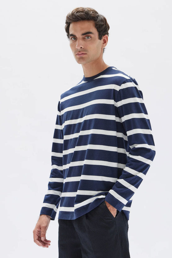 Assembly Tyler Stripe LS Tee - Navy/White