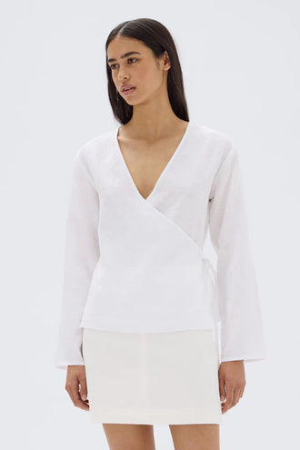 Assembly Renee Wrap LS Top - White