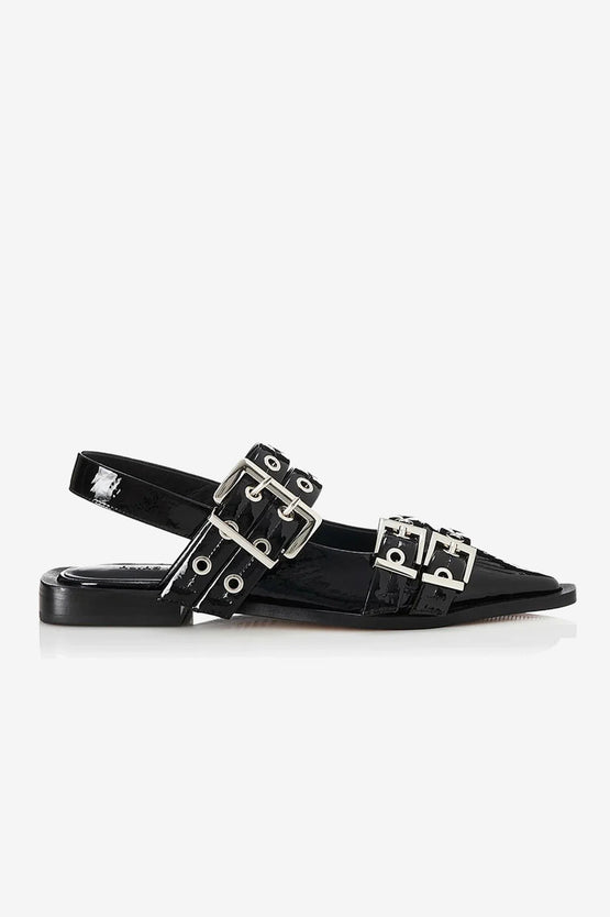 Alias Mae Zina Sandal - Black Crinkle Patent