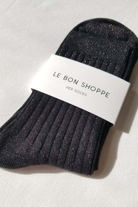 Le Bon Shoppe Her Socks Lurex - Copper Black