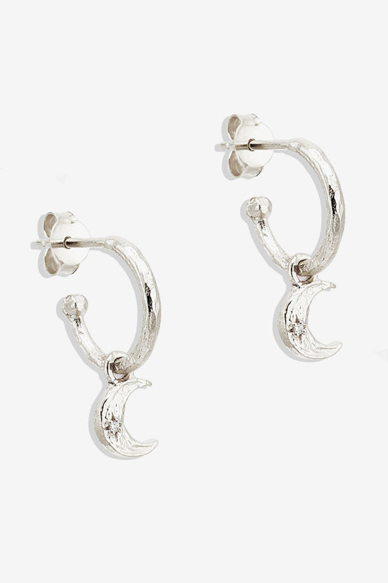 By Charlotte Waning Crescent Hoops - Silver